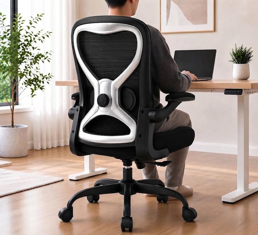 Tilt and rock build rolled under a wooden desk